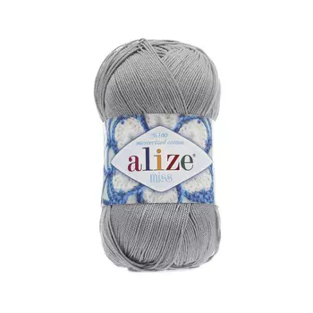 Пряжа ALIZE 'Miss' 50гр. 280м. (100% мерсерезированный хлопок) (496 серый)
