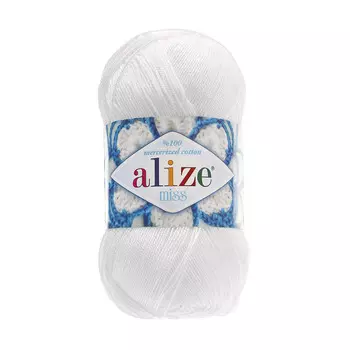 Пряжа ALIZE 'Miss' 50гр. 280м. (100% мерсерезированный хлопок) (55 белый)