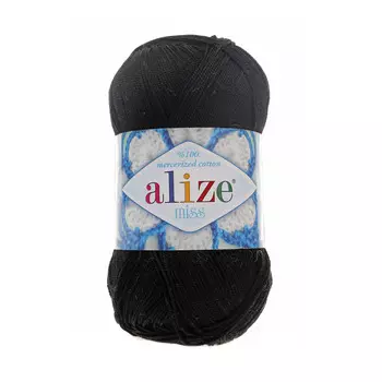 Пряжа ALIZE 'Miss' 50гр. 280м. (100% мерсерезированный хлопок) (60 черный)