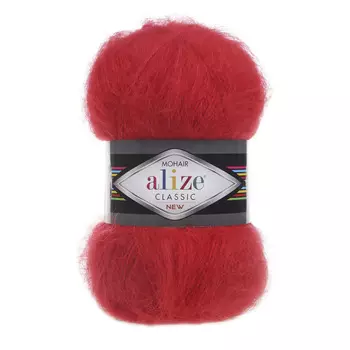 Пряжа ALIZE 'Mohair classic ' 100гр. 200м (25%мохер, 24%шерсть, 51%акрил) (56 красный)