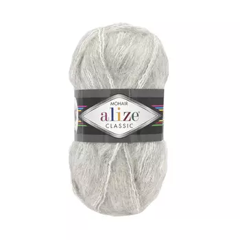 Пряжа ALIZE 'Mohair classic ' 100гр. 200м (25%мохер, 24%шерсть, 51%акрил) (614 серый меланж)