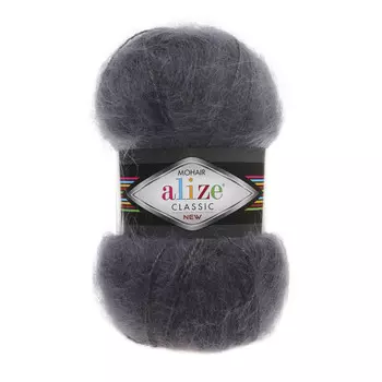 Пряжа ALIZE 'Mohair classic ' 100гр. 200м (25%мохер, 24%шерсть, 51%акрил) (53 темно-серый)