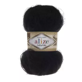 Пряжа ALIZE 'Naturale' 100гр. 230м. (60% шерсть, 40% хлопок) ТУ (60 черный)