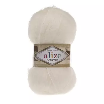 Пряжа ALIZE 'Naturale' 100гр. 230м. (60% шерсть, 40% хлопок) ТУ (62 светло-молочный)