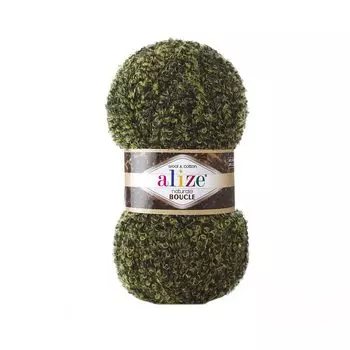 Пряжа Alize 'Naturale Boucle' 100гр. 200м. (49% шерсть, 24% хлопок, 24% акрил, 3% полиэстер) (6044 зеленый)
