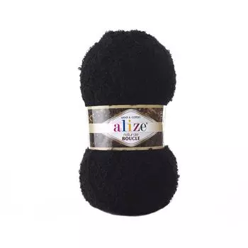 Пряжа Alize 'Naturale Boucle' 100гр. 200м. (49% шерсть, 24% хлопок, 24% акрил, 3% полиэстер) (60 черный)