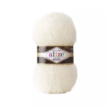 Пряжа Alize 'Naturale Boucle' 100гр. 200м. (49% шерсть, 24% хлопок, 24% акрил, 3% полиэстер) (62 молочный)