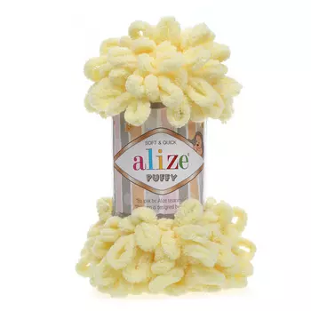 Пряжа Alize 'Puffy' 100г 9м (100% микрополиэстер) (13 желтый)