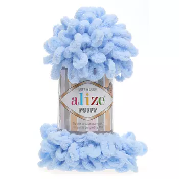 Пряжа Alize 'Puffy' 100г 9м (100% микрополиэстер) (183 св.-голубой)