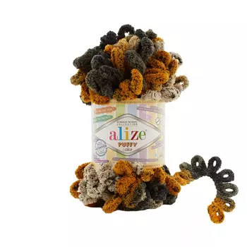 Пряжа Alize 'Puffy Color' 100г 9м (100% микрополиэстер) (6082 тигр)