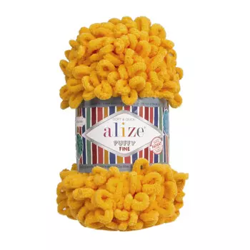 Пряжа Alize 'Puffy Fine' 100г 14м (100% микрополиэстер) (82 желтый)