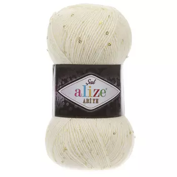 Пряжа ALIZE 'Sal abiye' 100гр. 410м. (5%пайетки, 5% мет.,80%акрил, 10%п/э) (01 кремовый)