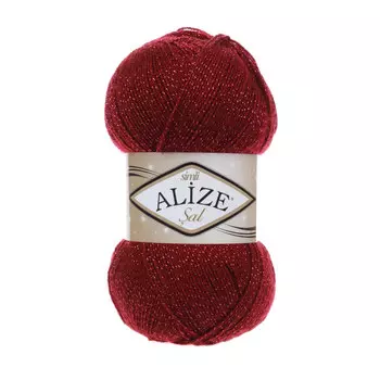 Пряжа ALIZE 'SAL SİM' 100гр. 460м (5% Mеталлик - 95% Aкрил) (57 бордовый)