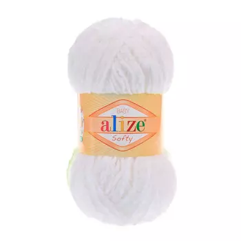 Пряжа ALIZE 'Softy' (100% микрополиэстер) (55 белый)