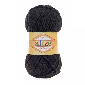 Пряжа ALIZE 'Softy' (100% микрополиэстер) (60 черный)