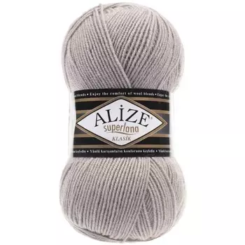 Пряжа ALIZE 'Superlana klasik' (однотонная) 100гр. 280м. (75% акрил, 25%шерсть) ТУ (652 пепельный)
