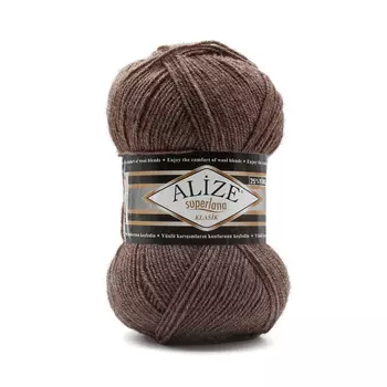 Пряжа ALIZE 'Superlana klasik' (однотонная) 100гр. 280м. (75% акрил, 25%шерсть) ТУ (240 кофе с молоком меланж)