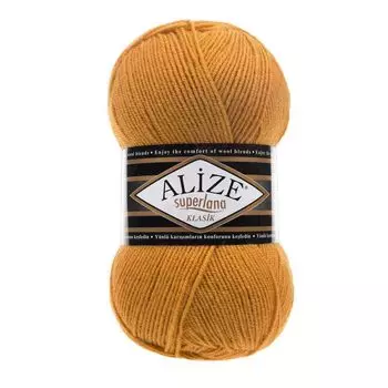 Пряжа ALIZE 'Superlana klasik' (однотонная) 100гр. 280м. (75% акрил, 25%шерсть) ТУ (02 желтый)