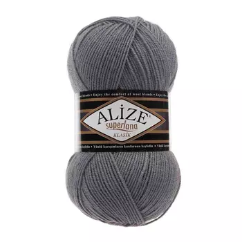 Пряжа ALIZE 'Superlana klasik' (однотонная) 100гр. 280м. (75% акрил, 25%шерсть) ТУ (87 угольно-серый)