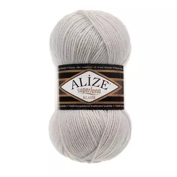 Пряжа ALIZE 'Superlana klasik' (однотонная) 100гр. 280м. (75% акрил, 25%шерсть) ТУ (208 светло-серый меланж)
