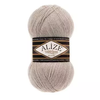 Пряжа ALIZE 'Superlana klasik' (однотонная) 100гр. 280м. (75% акрил, 25%шерсть) ТУ (152 беж меланж)