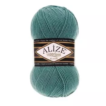 Пряжа ALIZE 'Superlana klasik' (однотонная) 100гр. 280м. (75% акрил, 25%шерсть) ТУ (164 лазурный)
