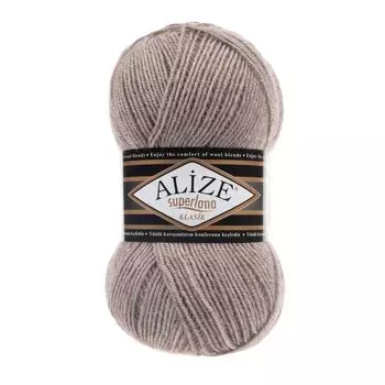 Пряжа ALIZE 'Superlana klasik' (однотонная) 100гр. 280м. (75% акрил, 25%шерсть) ТУ (207 светло-коричневый меланж)