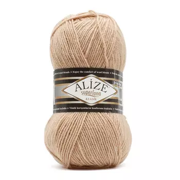 Пряжа ALIZE 'Superlana klasik' (однотонная) 100гр. 280м. (75% акрил, 25%шерсть) ТУ (05 бежевый)