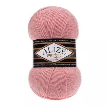 Пряжа ALIZE 'Superlana klasik' (однотонная) 100гр. 280м. (75% акрил, 25%шерсть) ТУ (363 нежная роза)