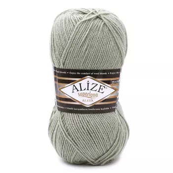 Пряжа ALIZE 'Superlana klasik' (однотонная) 100гр. 280м. (75% акрил, 25%шерсть) ТУ (138 зеленый миндаль)