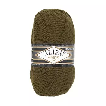 Пряжа ALIZE 'Superlana klasik' (однотонная) 100гр. 280м. (75% акрил, 25%шерсть) ТУ (214 оливковый)