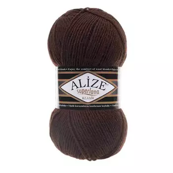 Пряжа ALIZE 'Superlana klasik' (однотонная) 100гр. 280м. (75% акрил, 25%шерсть) ТУ (26 коричневый)