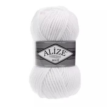 Пряжа ALIZE 'Superlana maxi' 100гр. 100м. (75% акрил, 25%шерсть) ТУ (55 белый)