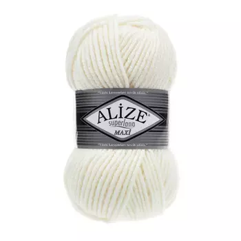 Пряжа ALIZE 'Superlana maxi' 100гр. 100м. (75% акрил, 25%шерсть) ТУ (62 молочный)