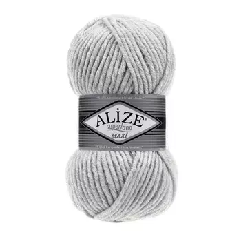 Пряжа ALIZE 'Superlana maxi' 100гр. 100м. (75% акрил, 25%шерсть) ТУ (208 светло-серый меланж)