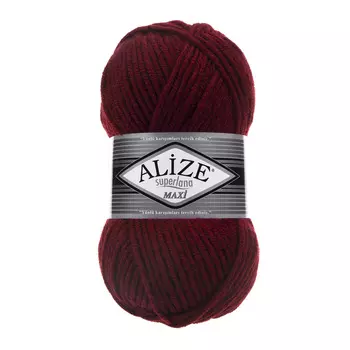 Пряжа ALIZE 'Superlana maxi' 100гр. 100м. (75% акрил, 25%шерсть) ТУ (57 бордо)