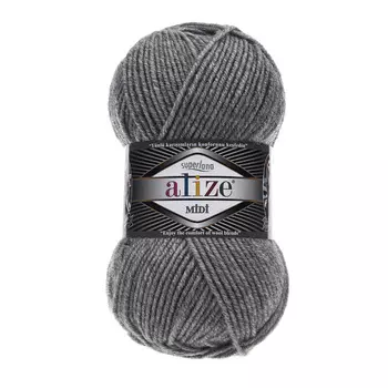 Пряжа ALIZE 'SUPERLANA MIDI' 100гр. 170м (25% Шерсть - 75% Aкрил) (21 серый меанж)