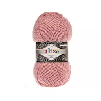 Пряжа ALIZE 'Superlana Midi Lux' 100гр. 170м (24% шерсть, 73% акрил, 3% металл. волокно) (161 пудра)