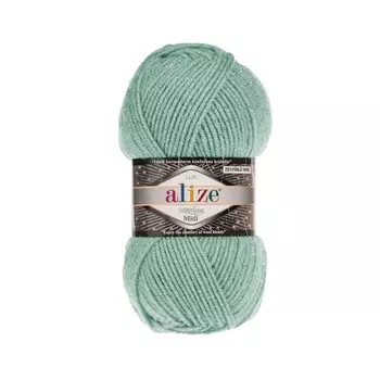 Пряжа ALIZE 'Superlana Midi Lux' 100гр. 170м (24% шерсть, 73% акрил, 3% металл. волокно) (463 мята)