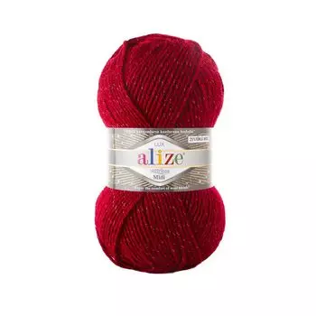 Пряжа ALIZE 'Superlana Midi Lux' 100гр. 170м (24% шерсть, 73% акрил, 3% металл. волокно) (57 бордовый)