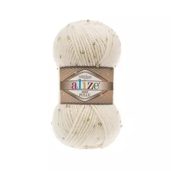 Пряжа ALIZE 'Superlana Midi Pullu' 100гр. 150м (5% полиамид, 5% пайетки, 23% шерсть, 67% акрил) (62 молочный)