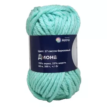 Пряжа Astra Premium 'Диона' 200гр. 60м (22% шерсть, 78% акрил) (17 св.-бирюзовый)