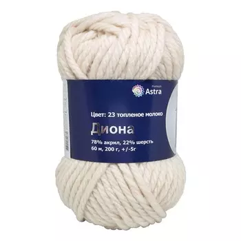 Пряжа Astra Premium 'Диона' 200гр. 60м (22% шерсть, 78% акрил) (23 топленое молоко)