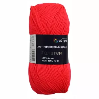 Пряжа Astra Premium 'Галатея' 100гр. 250м (100% акрил) (14 оранжевый неон)