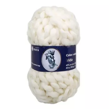 Пряжа Astra Premium 'Ирида' 200гр. 40м (50% шерсть, 49% акрил, 1% полиэстер) (1 белый)