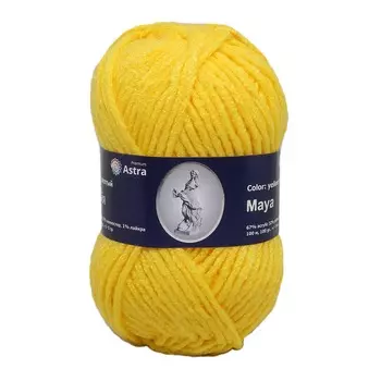 Пряжа Astra Premium 'Майя' 100гр. 100м (67% акрил, 32% полиэстер, 1% лайкра) (5 желтый)