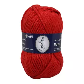 Пряжа Astra Premium 'Майя' 100гр. 100м (67% акрил, 32% полиэстер, 1% лайкра) (14 красный)