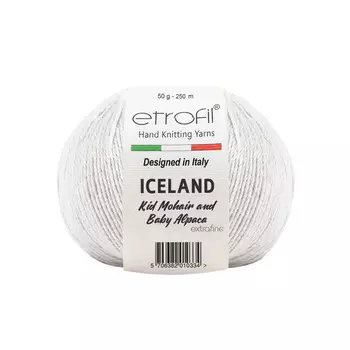 Пряжа Etrofil 'ICELAND' 50гр 250м (10% кид мохер, 5% беби альпака, 55% полиамид, 30% вискоза) (70027 белый)