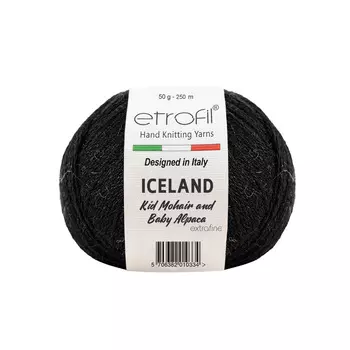 Пряжа Etrofil 'ICELAND' 50гр 250м (10% кид мохер, 5% беби альпака, 55% полиамид, 30% вискоза) (91191 черный)