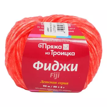 Пряжа из Троицка 'Фиджи' 50гр. 95м. (20% мериносовая шерсть, 60% хлопок, 20% акрил) (8366 меланж (красный))
